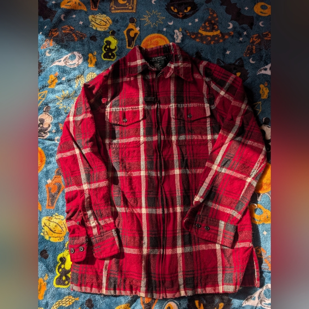 Red Plaid Button-Up Shirt